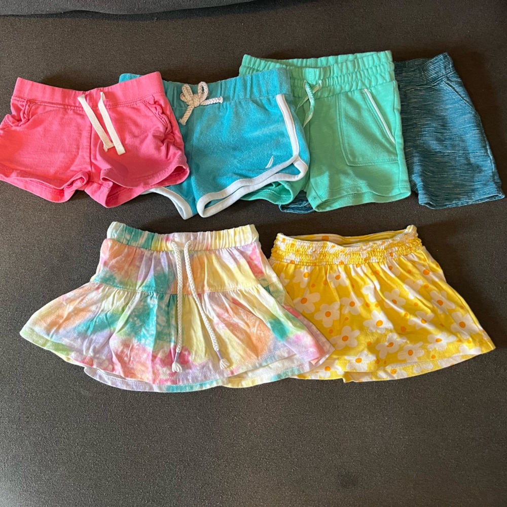 Bundle of 6 pairs of shorts and skorts toddler size 2T
